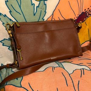 NWOT Fossil Kiera Crossbody small brown leather purse